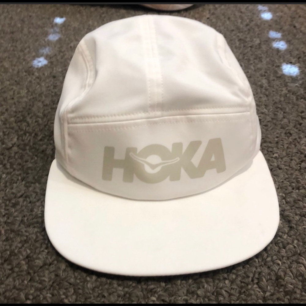 HOKA White Performance Running Cap